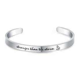 CERSLIMO Friendship Bracelet for Womens - Inspirational Friendship Gifts for Best Friend, Motivational Cuff Bangle for Sister Teacher Gifts Bracelet Birthday Christmas Gifts, Stronger Than The Storm