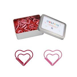 OWLFAVO 120pcs Heart Shape Paper Clips with Clear Box, Red and Pink, Funny Cute Paperclips Bookmarks Planner Clips for Fun Office Supplies School Gifts Wedding Decoration