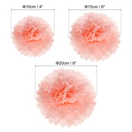PATIKIL 4"/6"/8" Tissue Pom Poms Flowers, 12 Pack Paper Flower Ball for Wedding Bridal Shower Birthday Bachelorette Party Backdrop Decoration, Light Orange