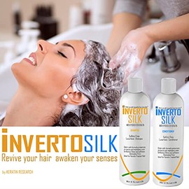 INVERTO SILK with ROUCOU OIL Luxurious Sulfate Free Shampoo and Conditioner Two Bottles Value Set 2 x 360ml Protect Hair Color Eliminate Frizz by INVE