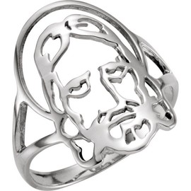 Bonyak Jewelry Sterling Silver Face of Jesus Ring Effortless, Size 10