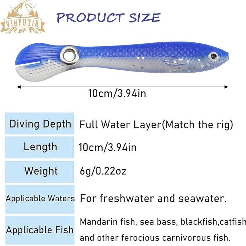 VINFUTIN Soft Bionic Fishing Lure,10Pcs Fishing Equipment Bass Trout,Simulation Loach