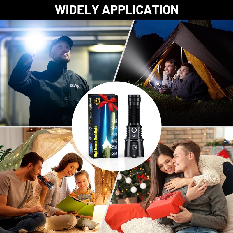 baibian Rechargeable Flashlights 4000.000 High Lumens, Super Bright Flashlight High