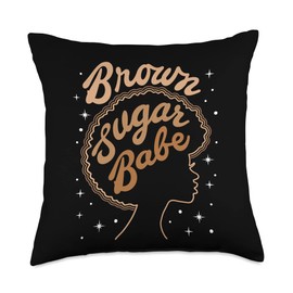 Melanin Brown Sugar Afro Girl Babe Juneteenth Melanin Brown Sugar Afro Girl Babe Throw Pillow, 18x18, Multicolor