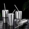 2 Stainless Steel Straws with Cleaning Brush, Reusable Eco Straws,