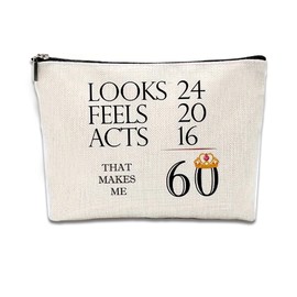 60th Birthday Gifts for Women Makeup Bag 60 Year Old Birthday Gifts for Grandma Mother Aunt Gift for Mom Nana Grammy Friends Gifts for Sister Her Travel Cosmetic Bag