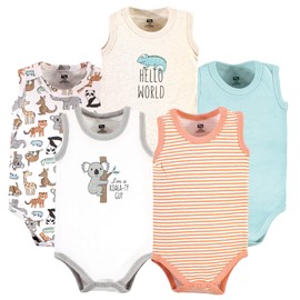 Hudson Baby Unisex Baby Cotton Sleeveless Bodysuits, Zoo Animals, 6-9 Months