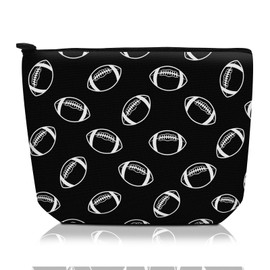 ADQWIOVL Cosmetic Bag Makeup Bag, Birthday Gifts for Women Mom, Cute Canvas Toiletry Bag, Durable Travel Toiletry Makeup Organizer Zipper Pouch, Cute Rugby Football, Cute