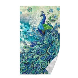 Dujiea Beautiful Peacock Kitchen Dish Towel Soft Highly Absorbent Hand Towel Home Decorative Multipurpose for Bathroom Hotel Gym and Spa 15 X 27 Inches