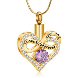 zeqingjw Heart Urn Necklace for Ashes I Love You Forever Cremation Jewelry for Women Men Memorial Necklaces Ash Holder for Human Pets Keepsake Jewelry for Loved Ones