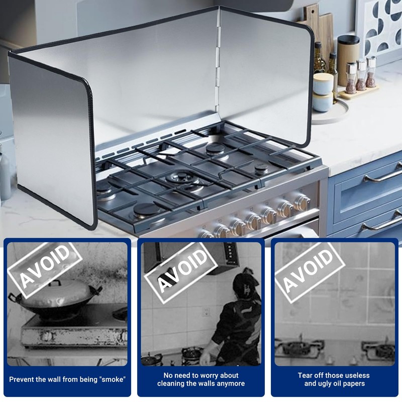 KOBSAINF 4 Sided Splatter Guard,Foldable Stainless Steel Oil Splatter Screens
