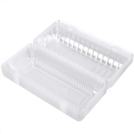 Recipiente para alimentos con bisagras cuadradas de plástico transparente, 25 piezas Recipiente para pan con bisagras de plástico desechable Caja de almacenamiento de frutas y alimentos(22.5*12.7cm)