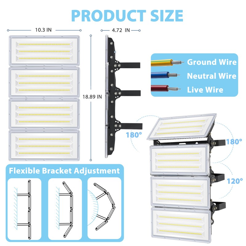 ISKYDRAW Stadium Lights 400W, 1 Pack 85-265V 40000LM Super Bright