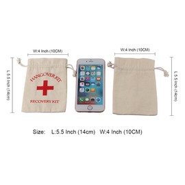 10x Hangover Recovery Kit Muslin Favour Bags Rustic Hens Party Engagement - Cotton Favors Pouches