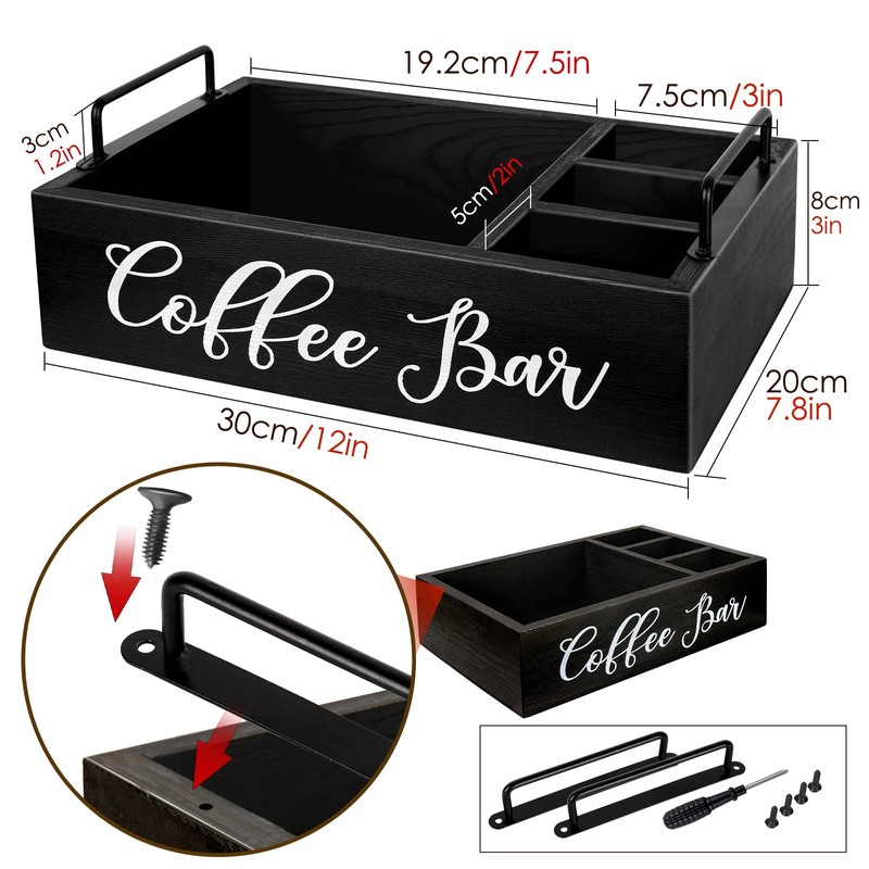 MINCORD Coffee Station Organizer Wooden Coffee Bar Holder Accessories for