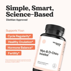 Wholesome Story Myo-Inositol & D-Chiro Inositol Supplement for Women | Fertility Supplements for Hormonal Balance & Ovarian Health Support | Myoinositol | Ideal 40:1 Ratio | 90 Servings