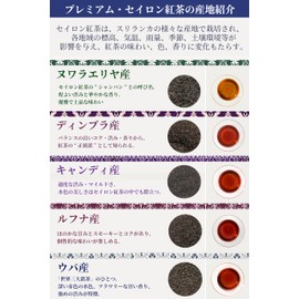 [Set Items] Premium Ceylon Tea Set, 5 Produce Regions (Uva, Nuwara Eliya, Dimbra, Candy, Luccha), Tea Leaf Tea, 1.8 oz (50 g) x 5 Types, Total 8.8 oz (250 g)