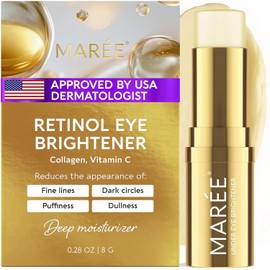 MAREE Retinol Under Eye Brightener Stick - Under Eye Balm - Dark Circles & Bags Corrector - Undereye Wrinkle Balm Stick for Mature Skin with Collagen - Undereye Brightener Cream Moisturizer for Face