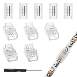 RGBZONE 10Pcs 8mm 4 Pin LED Connectors, Strip to Strip RGB Connector for 8mm Wide Waterproof or Non-Waterproof SMD 5050/3528 RGB LED Strip Lights