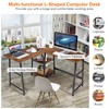 Tangkula L Shaped Desk, Space Saving Corner Desk w/ 2