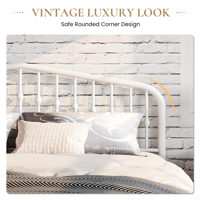 SHA CERLIN Full Size Metal Platform Bed Frame with Victorian