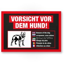 Komma Security Vorsicht vor dem Hund Sign Multilingual Black Sign Weatherproof Dog Sign Garden Gate Driveway Gate Front Door Sign Deterrence Warning Sign Burglary Protection