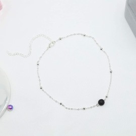 TseenYi Lave Stone Pendant Necklace Silver Satellite Necklaces Boho Minimalist Collar Necklaces Jewelry for women and Girls