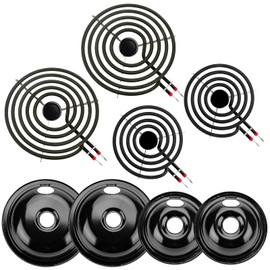5304430149 5304430150 Black Porcelain Drip Pan Set & MP22YA Electric Range Burner Element Unit Set by Cenipar-Compatible with Frigi-daire Ken-more Cros-ley Tap-pan Range Oven/Stove