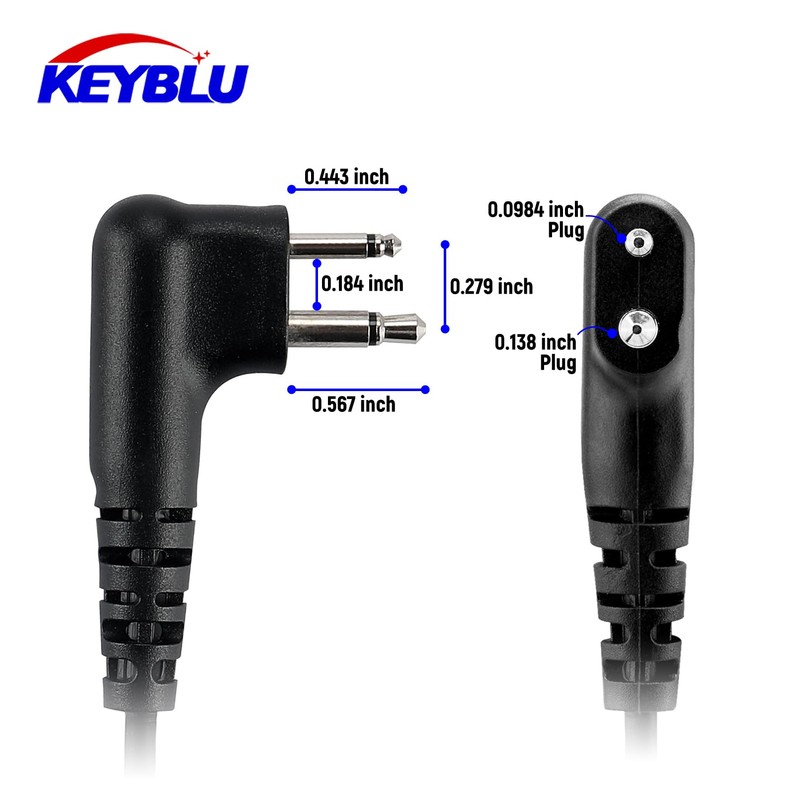 KEYBLU G Shape Earpiece with PTT Mic, 2 Pin Single