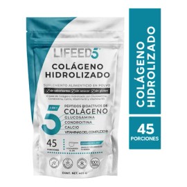 Colageno Hidrolizado Lifeed5 Peptidos Bioactivos de Colageno Hidrolizado Fortalecido con Glucosamina, Condrotina, Calcio Vitamina B1 y Vitamina B3 45 