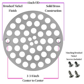 LXLOTUS 4inch Screw-in Drain Cover, Brushed Nickel Shower Drain Cover -Stainless Steel -Shower Drain Strainer -Brushed Nickel Shower Drain -Round Floor Drain Cover -Screws Included