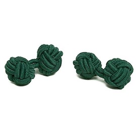 Jacob Alexander Pair of Solid Color Silk Knot Cufflinks - Forest Green