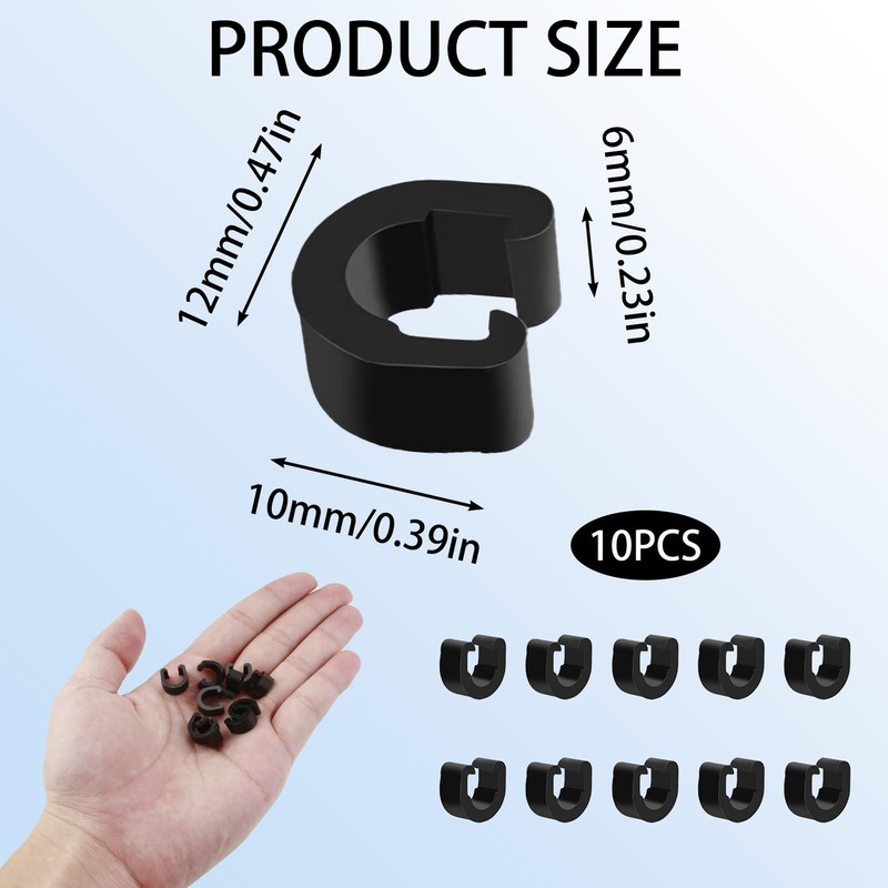Bicycle Cable C-Clips Black 10Pcs: Brake Cables Clamps for Bicycles
