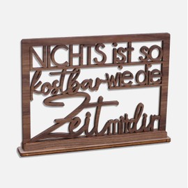 Original Wooden Greeting Card – Nothing is as Precious as Time with You – 100% Made in Austria, Made of Walnut Wood – Unique Greeting Card, Wedding Anniversary, Anniversary, Engagement, Gifts for
