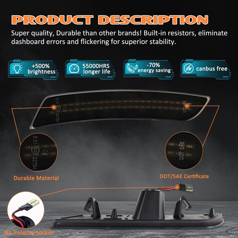 AreLokpri Dynamic Front Rear Bumper Side Marker Lights Compatible with