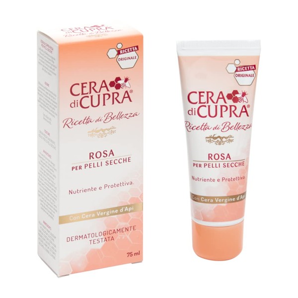 Cera di Cupra"Rosa per Pelli Secche" Cream for Dry Skin, Anti-age Formula - 2.5 Fluid Ounces (75ml) Tube [ Italian Import ]
