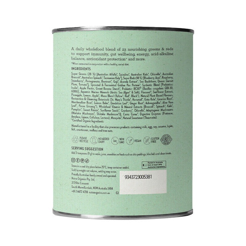 Nutra Organics Super Greens + Reds, 150 g