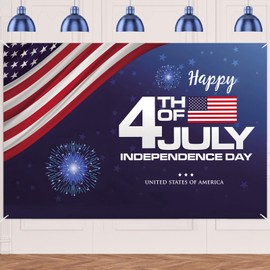 Happy 4th of July Patriotic Banner Independence Day Photography Background Memorial Day Veterans Day Decorations Backdrop Banner Party Supplies Photo Booth Props