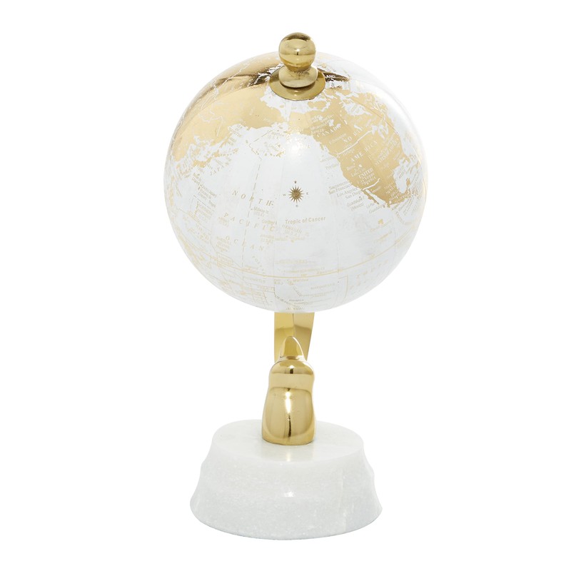 Deco 79 Aluminum Globe with Marble Base, 5" x 5"