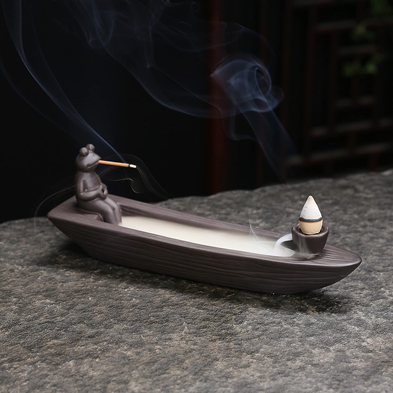 ChangWanna Frog Incense Holder Waterfall - Ceramic Cone Backflow Incense