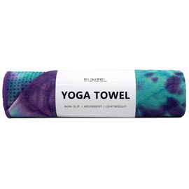 Eunzel Hot Yoga Towel - Microfiber Non Slip Yoga Mat Towel with Grip Dot Sweat Absorbent Towel for Hot Yoga, Pilates and Fitness 72" x 24", Green & Purple/Purple