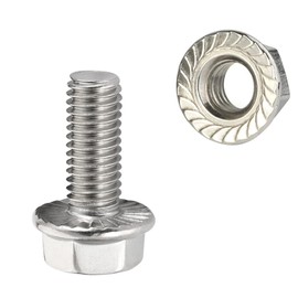 M6-1.0 x 16mm Flanged Hex Head Bolts Hexagon Screws with Serrated Flange Nuts, Fully Threaded, Stainless Steel 304, 20 Sets