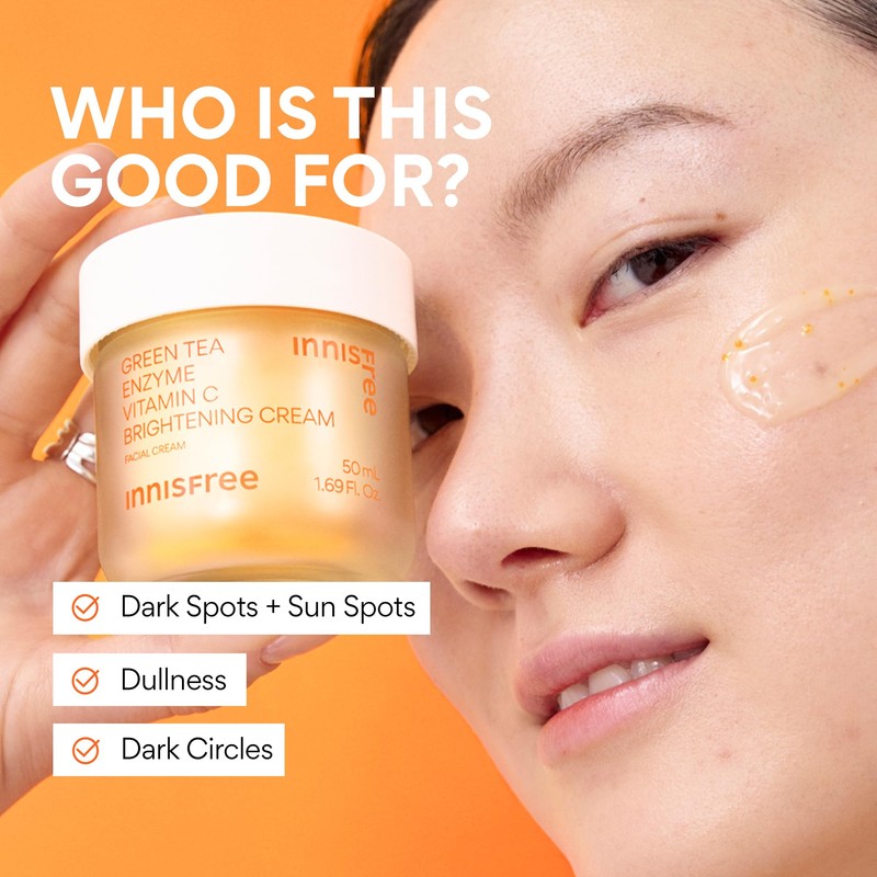 innisfree Green Tea Enzyme Vitamin C Brightening Cream, Korean Face