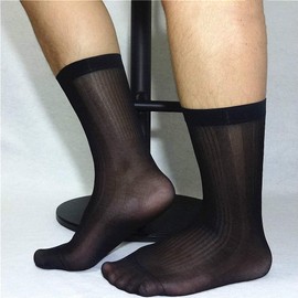 Men Socks Gifts for Men Formal Wear Suit Men Dress Socks Thin Sheer Socks Transparent Business Socks Black