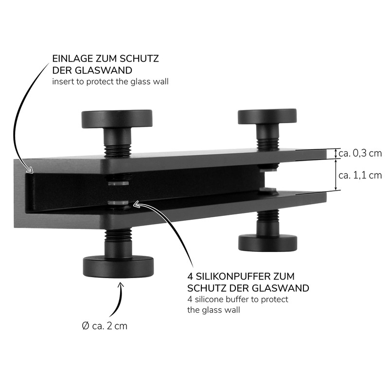 Glass Shower Wall Hook Rack Double Hook Rack with 4