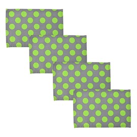 fabrizm 1151setzgygr Children's Placemats, Made in Japan, Set of 4, 11.8 x 7.9 inches (30 x 20 cm) with Namae Tag, Marble Dots, Gray x Lime Green