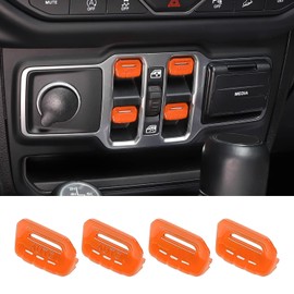 SQQP Window Switch Button Cover Trim Interior Accessories Fit for 2018-2024 Jeep Wrangler JL JLU & Gladiator JT(Orange)