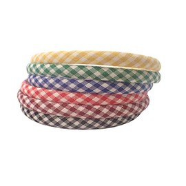 Topkids Accessories 1CM Wide Headband Multipack, Various Designs & Styles For Girls, Ladies, Unisex Adults & Unisex Kids Hair (Gingham Fabric School Colours)