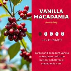 Lion Coffee, Arabica Coffee Beans, Light Roast Whole Bean Coffee, Vanilla Macadamia Flavor, A Taste of Aloha, 24 Ounce Bag