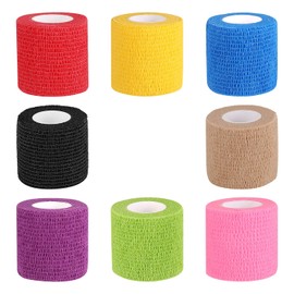 Bandage Wrap 8 Pack 2”x 5 Yards Self Adhesive Bandage Wrap Breathable Cohesive Bandage Wrap Rolls Athletic Elastic Self Adherent Wrap for Sports Injury,Wrist, Knee, Ankle Sprains and Swelling(Mixed)